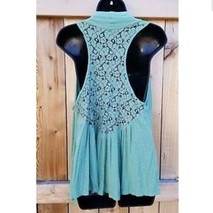Women's Green Sleeveless Kimono Style Racerback M